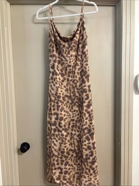 Rachel Zoe Leopard-Pattern Slip Dress in Brown and Cream